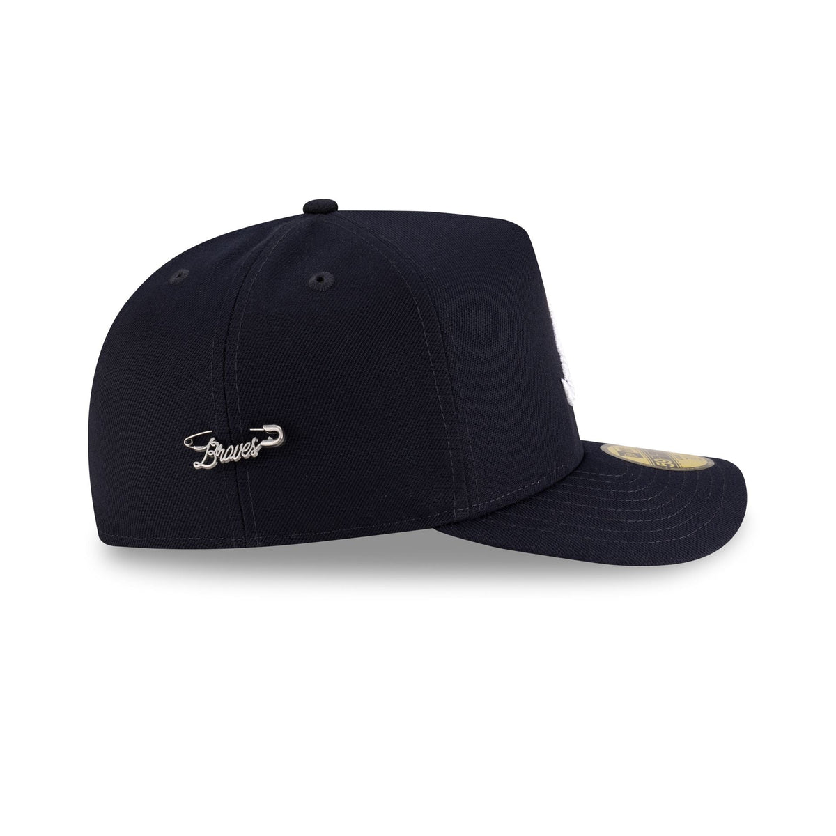Atlanta Braves Script Safety Pin 59FIFTY A-Frame Fitted Hat